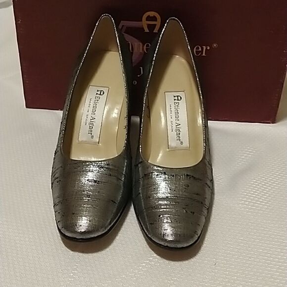 Etienne Aigner Dreamer pewter metallic special occasion heels size 6 - Picture 2 of 8